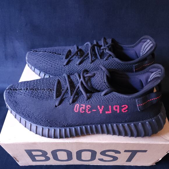 Mens Size 11.5 adidas Yeezy Boost 350 V2 Low Bred Black Shoes Authentic CP9652 - Picture 3 of 13